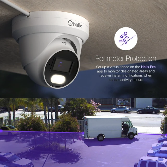 Alt view image 5 of 5 - Helix 4K/8-MP Security AI IP PoE Camera, 98ft Night Color, Human Detection, NDAA Compliant, Indoor Outdoor Surveillance Turret, Built in Mic, Support 256GB MicroSD, Deterrent, HLX-IP8M-T303EW-AI