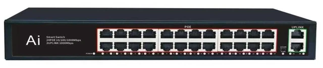 Main image of 24Port Gigabit PoE Switch with 2Uplink Gigabit Ports, 26Port Unmanaged Ethernet PoE Switch with 320W Power, Support IEEE802.3af/at, VLAN, Metal Housing, Plug & Play (EW-24G20GB)
