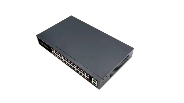 Alt view image 2 of 4 - 24Port Gigabit PoE Switch with 2Uplink Gigabit Ports, 26Port Unmanaged Ethernet PoE Switch with 320W Power, Support IEEE802.3af/at, VLAN, Metal Housing, Plug & Play (EW-24G20GB)