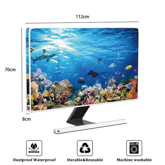 Alt view image 2 of 5 - Baocicco Underwater Waterproof Screen TV Cover 45,46,47,48 Inch Ocean Undersea Life Tropical Fish Turtle Coral Design Television Covers Dust-Proof Anti-Scratch Protective Cover for LED LCD OLED TVs