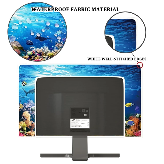 Alt view image 3 of 5 - Baocicco Underwater Waterproof Screen TV Cover 45,46,47,48 Inch Ocean Undersea Life Tropical Fish Turtle Coral Design Television Covers Dust-Proof Anti-Scratch Protective Cover for LED LCD OLED TVs