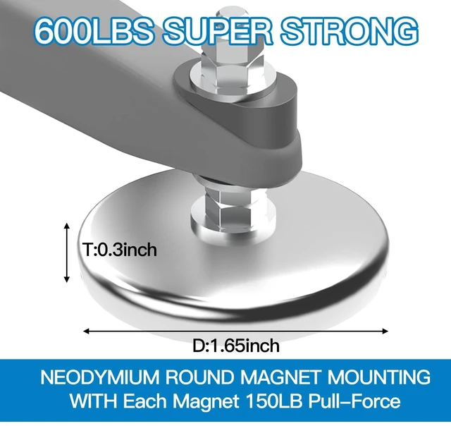 Alt view image 2 of 5 - 600 pounds Magnetic roof Mount for starlink,Strong Neodyminum Round Magnet mounting kit for starlink V2(Gen2) Dish,Each Magnet with 150 pounds Pull-Force for starlink Antennas Internet kit Satellite