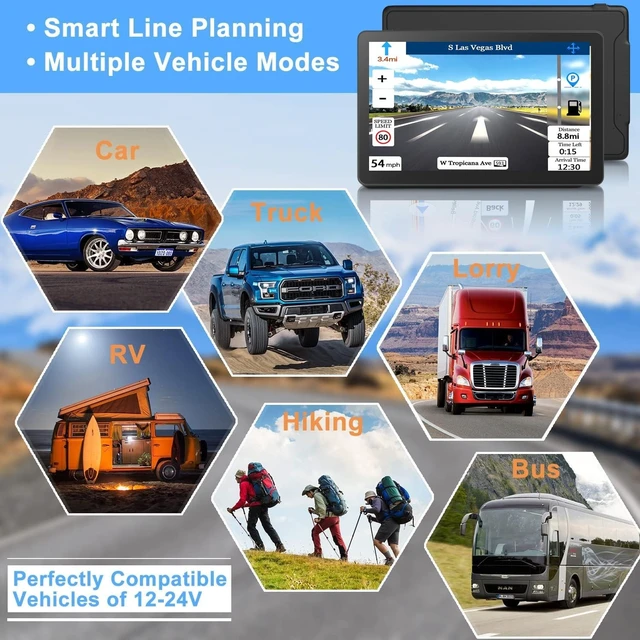 Alt view image 3 of 5 - 9" Car GPS,2026 Latest Maps,256MB+16GB Voice Speed Red Light Alert