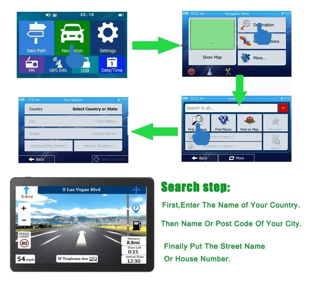Alt view image 5 of 5 - 9" Car GPS,2026 Latest Maps,256MB+16GB Voice Speed Red Light Alert