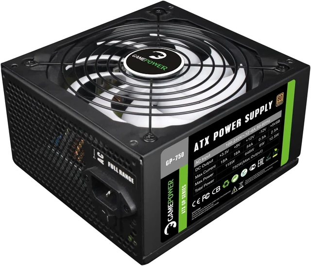 Main image of GamePower Gp-750 PC Power Supply Unit: 750W, 80 Plus Bronze Certified, 85% Efficiency, Single +12V Rail, Low Noise 14 CM Fan, Ideal for Gaming PCs, Desktops, ATX, Micro ATX Desktop Computer - Black