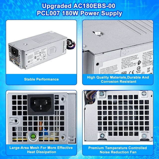 Alt view image 5 of 5 - AC180EBS-00 PCL007 180W Power Supply PSU Compatible with Dell Inspiron 3910 Vostro 3690 3710 Optiplex 3990 3991 3900 3901 7000 MT AC180EBS-00 H180EBS-00 D180EBS-00 L180EBS-00 F3J97 Power Supply