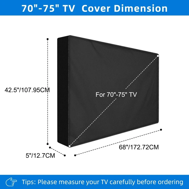 Alt view image 2 of 5 - Outdoor TV Cover 70 to 75 inch Weatherproof,600D Waterproof Full Protection TV Outdoor Covers for Outside Flat Screen TV, Black, Cover Size 68''W x 42.5''H x 4.5"D, Fit for Standard Mounts and Stands