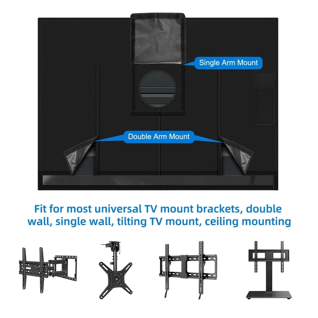 Alt view image 4 of 5 - Outdoor TV Cover 70 to 75 inch Weatherproof,600D Waterproof Full Protection TV Outdoor Covers for Outside Flat Screen TV, Black, Cover Size 68''W x 42.5''H x 4.5"D, Fit for Standard Mounts and Stands