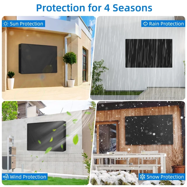 Alt view image 5 of 5 - Outdoor TV Cover 70 to 75 inch Weatherproof,600D Waterproof Full Protection TV Outdoor Covers for Outside Flat Screen TV, Black, Cover Size 68''W x 42.5''H x 4.5"D, Fit for Standard Mounts and Stands
