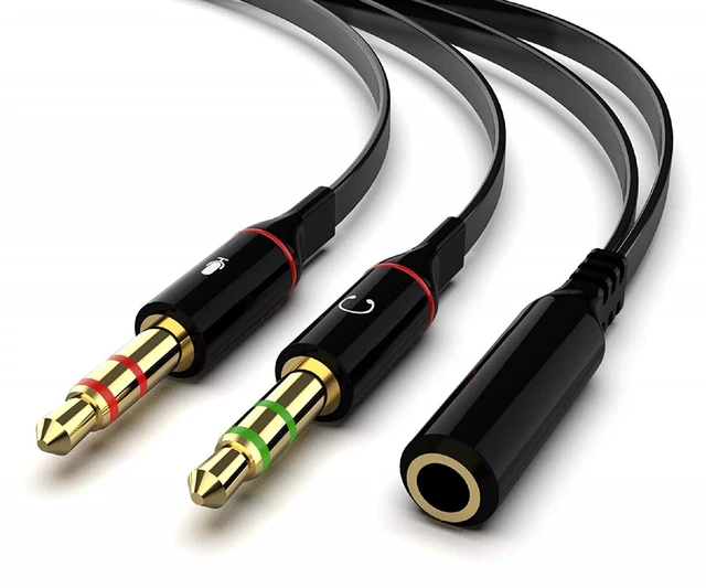 Main image of Maeline Headphone Splitter Adapter, 3.5mm Mic Cable for Computer, Headset 3.5mm Female to 2 Dual Male Microphone Audio Stereo Jack Earphones Port to Gaming Speaker PC - 10 Pack