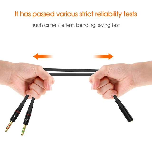 Alt view image 2 of 5 - Maeline Headphone Splitter Adapter, 3.5mm Mic Cable for Computer, Headset 3.5mm Female to 2 Dual Male Microphone Audio Stereo Jack Earphones Port to Gaming Speaker PC - 10 Pack