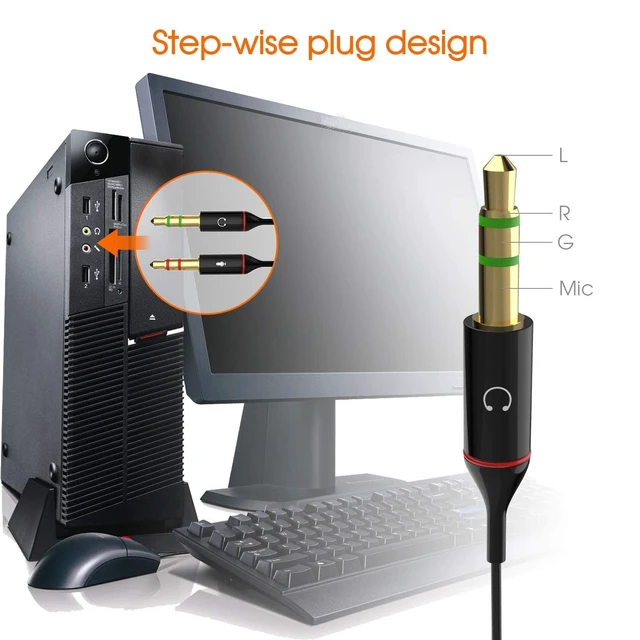 Alt view image 4 of 5 - Maeline Headphone Splitter Adapter, 3.5mm Mic Cable for Computer, Headset 3.5mm Female to 2 Dual Male Microphone Audio Stereo Jack Earphones Port to Gaming Speaker PC - 10 Pack