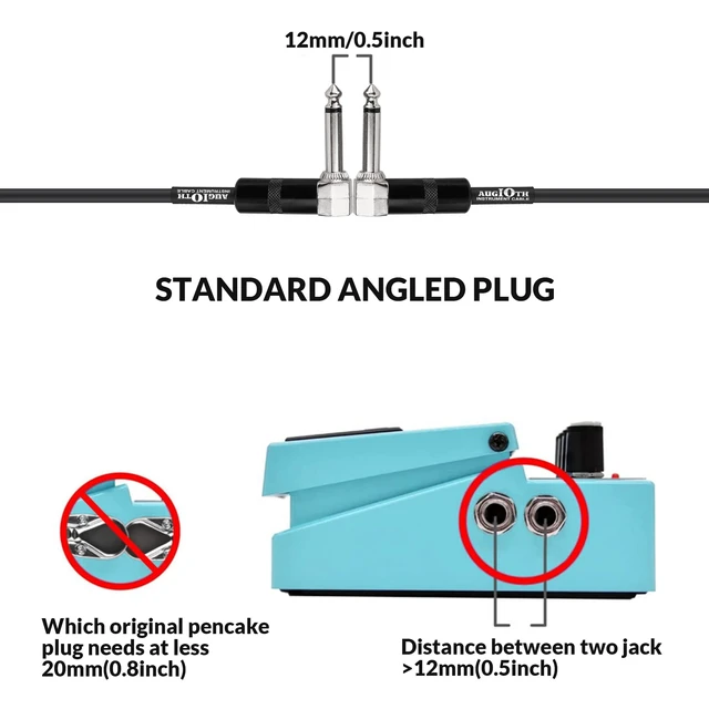 Alt view image 3 of 5 - Augioth 20 FT Guitar Cable 6 M Straight to Angled 2Pack