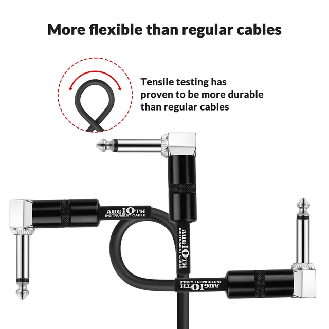 Alt view image 5 of 5 - Augioth 20 FT Guitar Cable 6 M Straight to Angled 2Pack