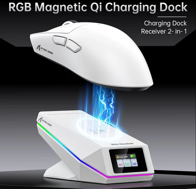 Alt view image 5 of 5 - ATTACK SHARK X11PRO V2 Tri Mode Lightweight Wireless Gaming Mouse-White