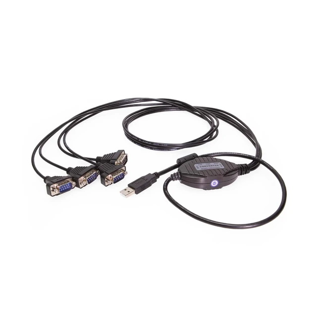 Alt view image 2 of 5 - Gearmo 4 Port Serial to USB Adapter with FTDI Chipset, 4 x DB9 Male 9 Pin Ports with Hex Nuts, Windows 11, 10, 8, 7, Linux & Mac, Plug-and-Play, ESD & Surge Protection (5ft Length)