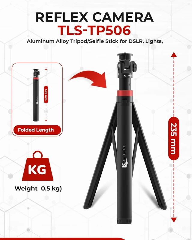 Alt view image 2 of 5 - REFLEX CAMERA Lightweight Tripod Stand 76" Extendable Aluminum up to 190cm in Height, Lightweight & Portable with 1/4" Screw Thread 180 Rotation, Compatible with DSLR Camera, Lights & Smartphones