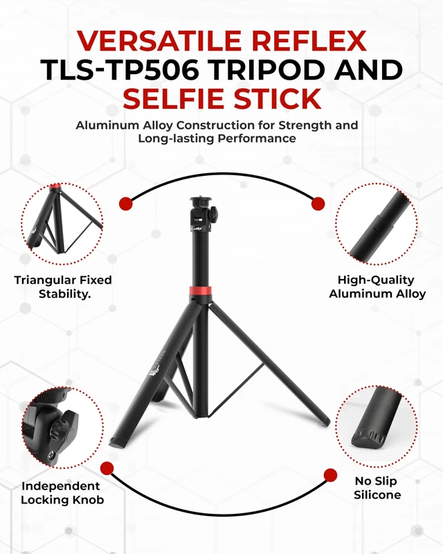 Alt view image 3 of 5 - REFLEX CAMERA Lightweight Tripod Stand 76" Extendable Aluminum up to 190cm in Height, Lightweight & Portable with 1/4" Screw Thread 180 Rotation, Compatible with DSLR Camera, Lights & Smartphones