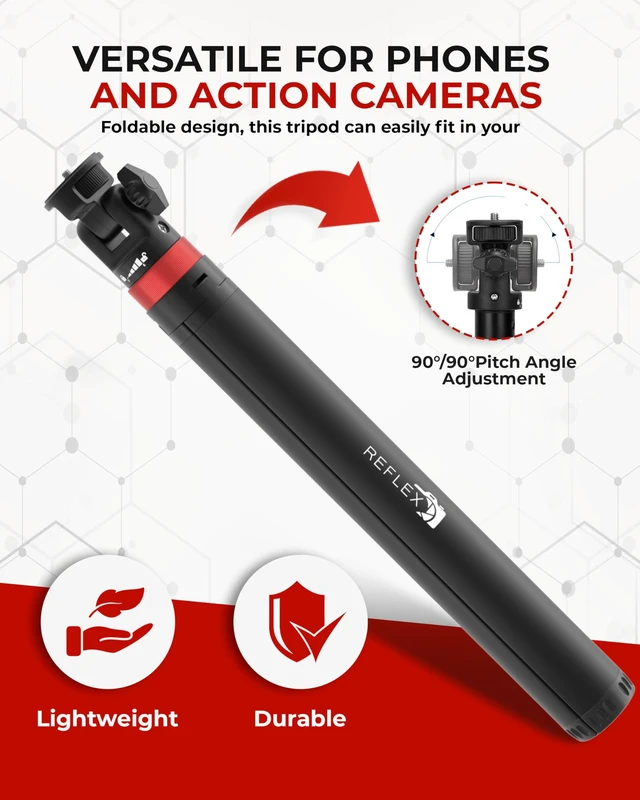 Alt view image 4 of 5 - REFLEX CAMERA Lightweight Tripod Stand 76" Extendable Aluminum up to 190cm in Height, Lightweight & Portable with 1/4" Screw Thread 180 Rotation, Compatible with DSLR Camera, Lights & Smartphones
