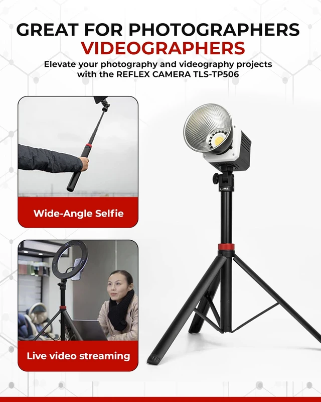 Alt view image 5 of 5 - REFLEX CAMERA Lightweight Tripod Stand 76" Extendable Aluminum up to 190cm in Height, Lightweight & Portable with 1/4" Screw Thread 180 Rotation, Compatible with DSLR Camera, Lights & Smartphones