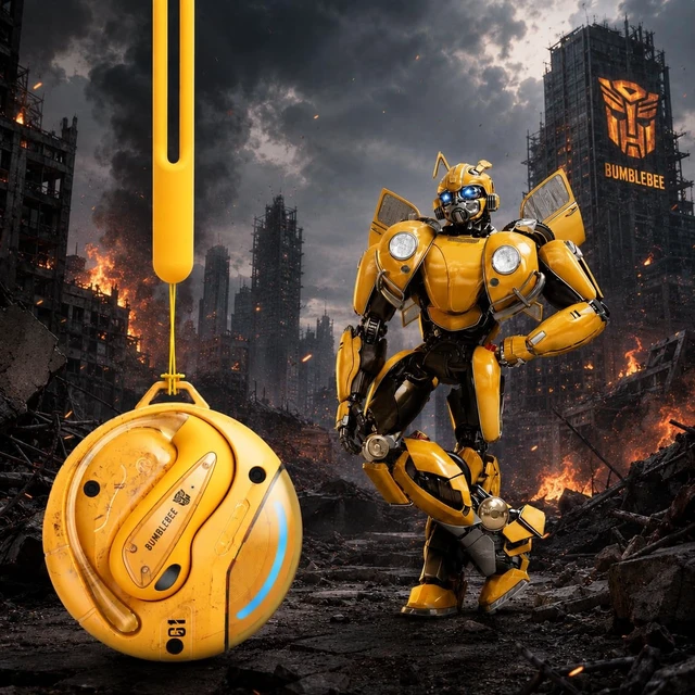 Alt view image 3 of 5 - Transformers Flux T86 Ear-Hook Bluetooth Wireless Earbuds, Heavy-Duty Zinc Alloy Armor Charging Case, 14.2mm Hi-Fi Drivers, Built-in Mic, Game & Music Modes, Sports Earphones (Bumblebee Yellow)