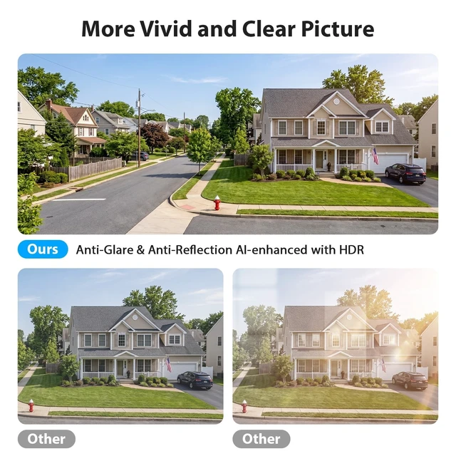 Alt view image 4 of 5 - Carltec No Drill 2K Window Security Camera, Starlight Color Night Vision, Anti-Glare Anti-Reflection, 2.4GHz&5GHz WiFi Indoor Camera for Outdoor Monitoring,24/7 Recording,Local & Cloud Storage