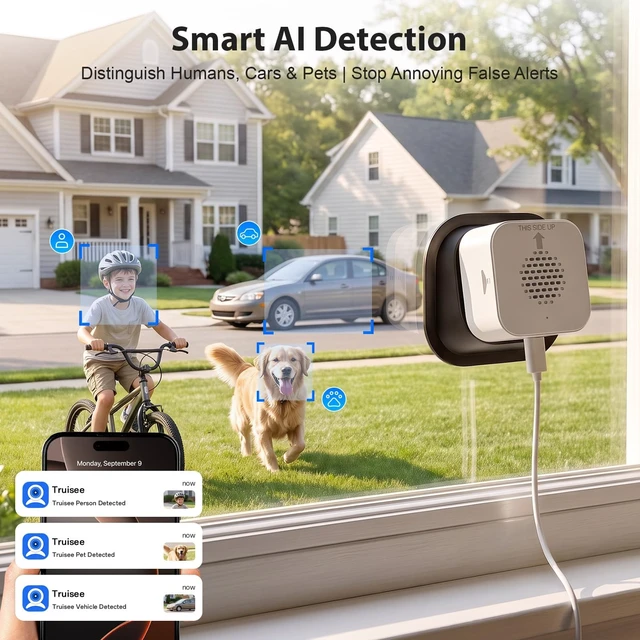 Alt view image 5 of 5 - Carltec No Drill 2K Window Security Camera, Starlight Color Night Vision, Anti-Glare Anti-Reflection, 2.4GHz&5GHz WiFi Indoor Camera for Outdoor Monitoring,24/7 Recording,Local & Cloud Storage