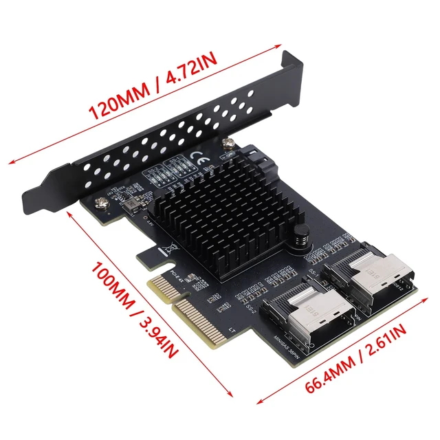 Alt view image 3 of 5 - LICAEVEY PCI Express SATA Card 6Gbps, PCIe 4X to 2 MiniSAS SFF 8087 + 1 SATA 3.0 Port, Low Power Realtek Chip Expansion Card for NAS PC Server