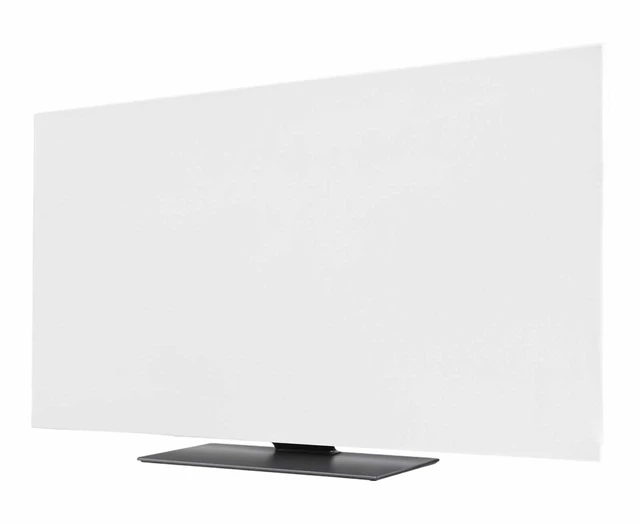 Main image of TV Cover for 75 Inch Screen, White Stretch Fabric Dustproof TV Display Protector, Modern Minimalist Pure Soild Color Elastic Slipcover Monitor Cover for Indoor Desktop Computer 65.4"x36.8"
