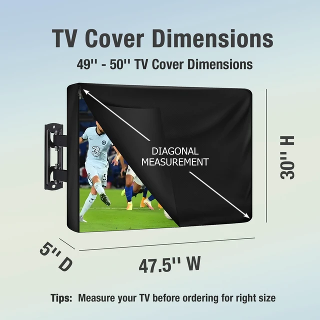 Alt view image 2 of 5 - REDRICH 600D Heavy Duty Outdoor TV Cover or 49-50 inch TV, Upgraded Waterproof and Dustproof TV Screen Protectors with Zipper for Outside