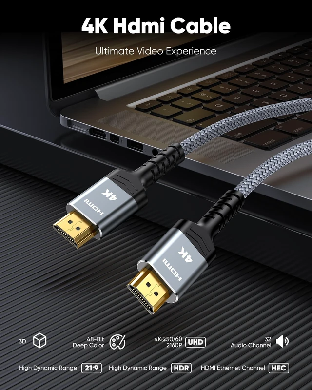 Alt view image 4 of 5 - Highwings HDMI Cable 23 ft, 4K Ultra High Speed HDMI to HDMI Cord