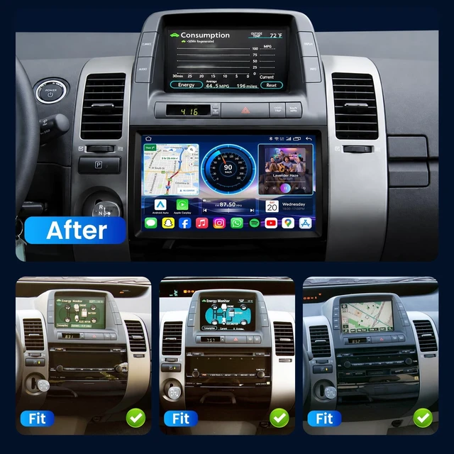 Alt view image 2 of 5 - Fortdows 4+64G Car Radio for Toyota Prius 2003-2009 (Fit JBL), 9 Inch IPS Touchscreen Android 15 Stereo Support Wireless Carplay/Android Auto, GPS, 5GHz WiFi,Bluetooth, SWC, FM, Backup Camera
