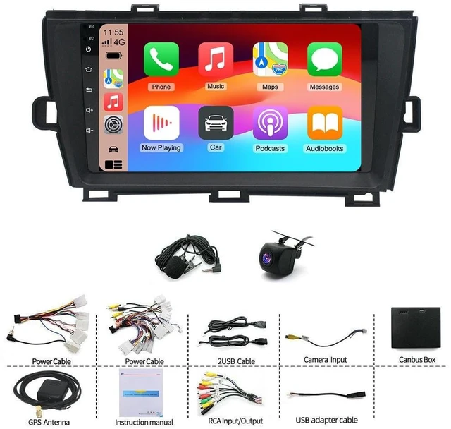 Alt view image 2 of 5 - 4 Core 4+64G Android 15 Car Radio for Toyota Prius 2010-2015, 9" IPS Touch Screen 5G WiFi Double Din Car Stereo with Wireless Carplay Android Bluetooth GPS Backup Camera WiFi FM RDS Mirror Link