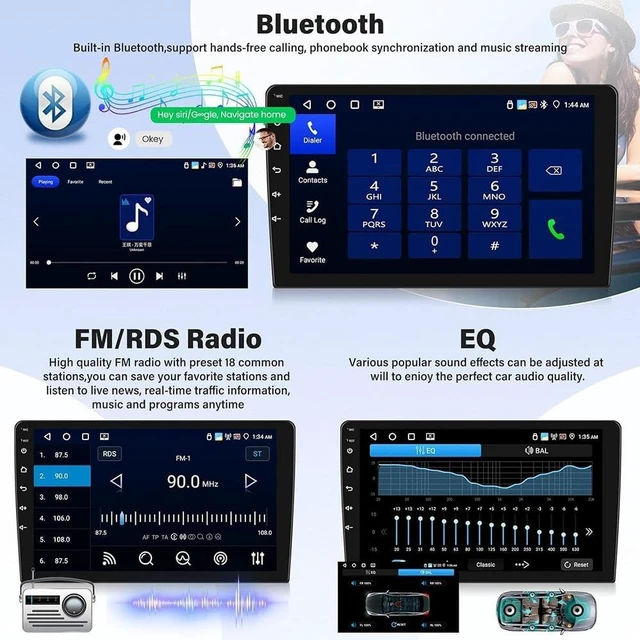 Alt view image 4 of 5 - 4 Core 4+64G Android 15 Car Radio for Toyota Prius 2010-2015, 9" IPS Touch Screen 5G WiFi Double Din Car Stereo with Wireless Carplay Android Bluetooth GPS Backup Camera WiFi FM RDS Mirror Link