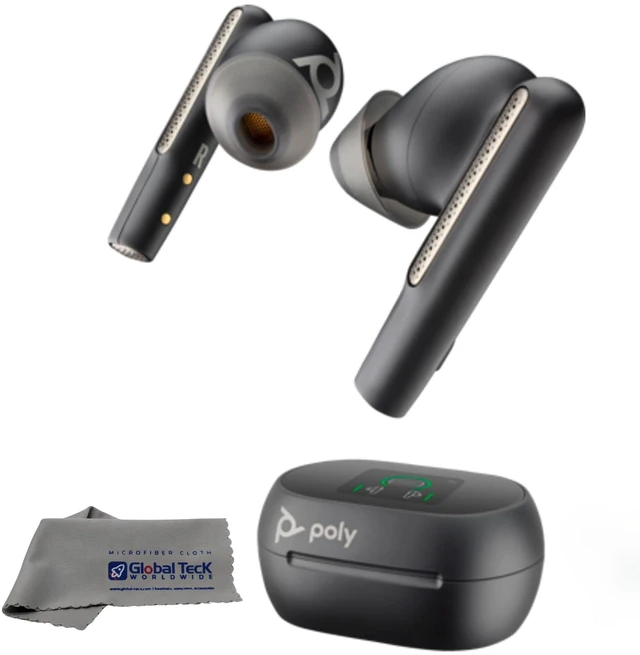 Main image of Poly Plantronics Voyager Free 60+ Bluetooth UC Earbuds with Touchscreen Charge Case (Teams, USB-C) - Global Teck Bundle with Microfiber Cloth - Compatible with Popular and Latest Meeting Platforms