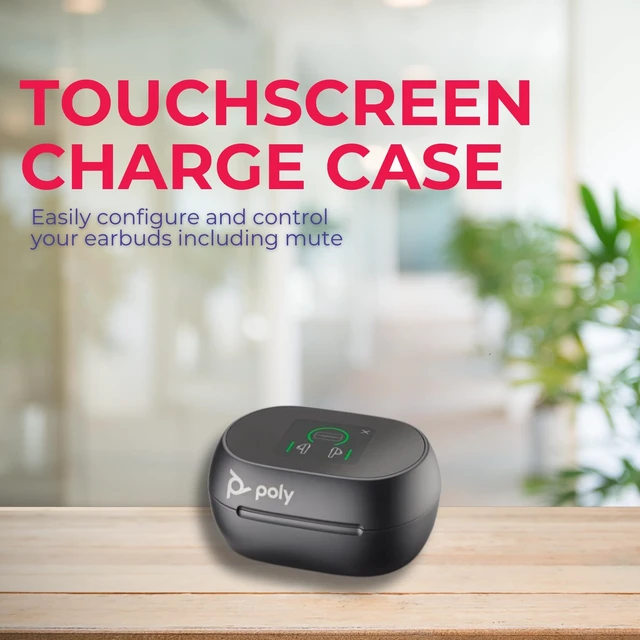 Alt view image 2 of 5 - Poly Plantronics Voyager Free 60+ Bluetooth UC Earbuds with Touchscreen Charge Case (Teams, USB-C) - Global Teck Bundle with Microfiber Cloth - Compatible with Popular and Latest Meeting Platforms