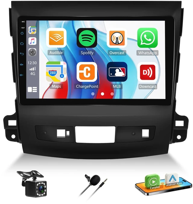 Main image of SIXTOP Car Radio for Mitsubishi Outlander/Citroen C-Crosser/Peugeot 4007 2008-2015 Wireless CarPlay Android Auto 9 Inch IPS Touch Screen Bluetooth 5.2 FM/RDS EQ SWC Waterproof Backup Camera