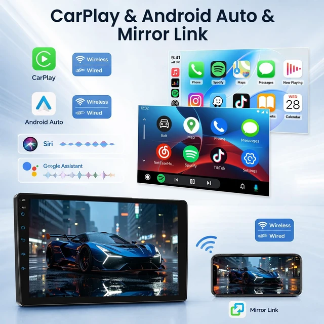 Alt view image 4 of 5 - SIXTOP Car Radio for Mitsubishi Outlander/Citroen C-Crosser/Peugeot 4007 2008-2015 Wireless CarPlay Android Auto 9 Inch IPS Touch Screen Bluetooth 5.2 FM/RDS EQ SWC Waterproof Backup Camera