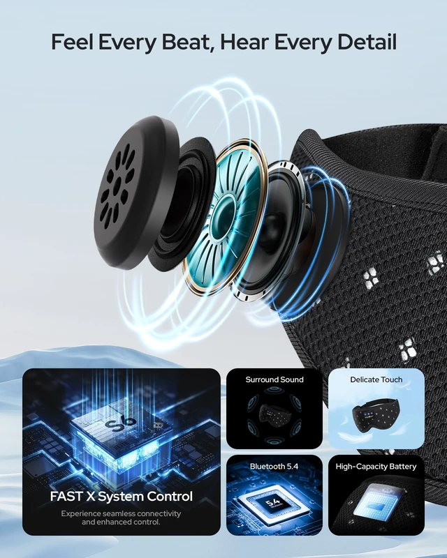Alt view image 3 of 5 - MUSICOZY Bluetooth Sleep Mask Headphones for Side Sleepers