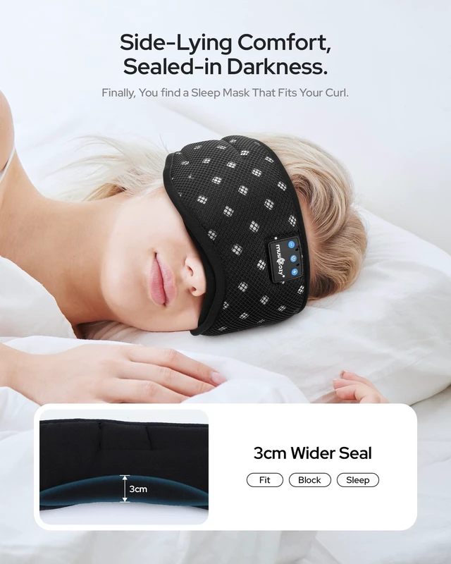 Alt view image 2 of 5 - MUSICOZY Bluetooth Sleep Mask Headphones for Side Sleepers