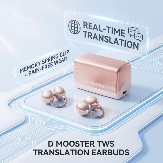 Alt view image 2 of 5 - Dmooster D95 Open Ear Clip-On Bluetooth 6.0 Headphones, Sport Earbuds Pink
