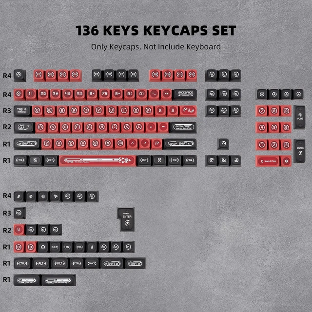 Alt view image 2 of 5 - GEKUCAP PBT Black Red Minimalist Style Keycaps