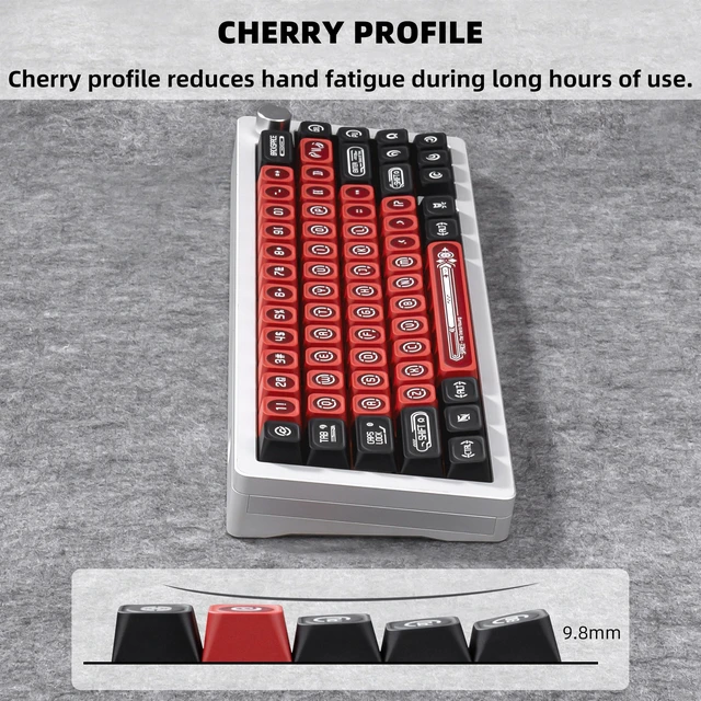 Alt view image 3 of 5 - GEKUCAP PBT Black Red Minimalist Style Keycaps