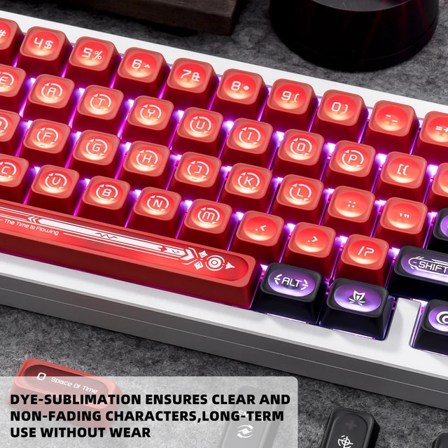 Alt view image 5 of 5 - GEKUCAP PBT Black Red Minimalist Style Keycaps