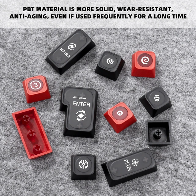 Alt view image 4 of 5 - GEKUCAP PBT Black Red Minimalist Style Keycaps