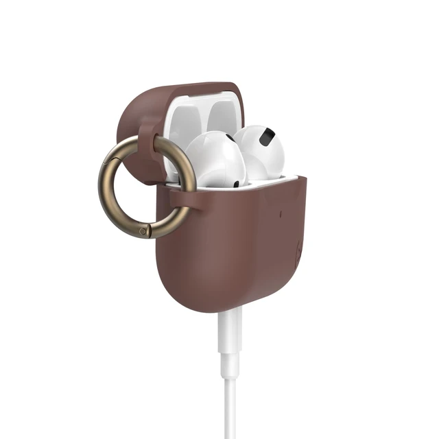 Alt view image 4 of 5 - Speck AirPods Pro Case - for Apple AirPods Pro 1st Gen & AirPods Pro 2nd Gen - Durable Soft-Touch Coating with Carabiner Attachment - Presidio Salted Caramel/Pale Yellow