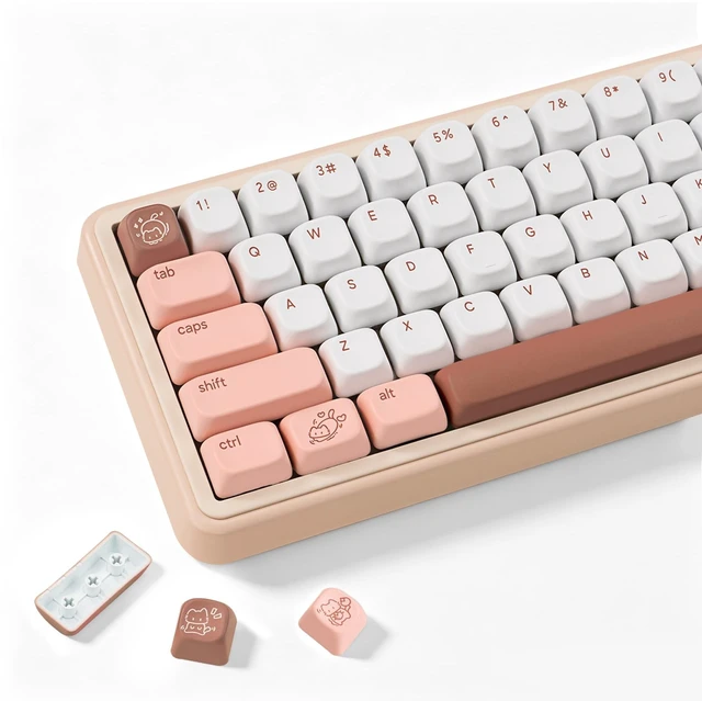 Main image of TICKTYYPE Marshmallow Theme PBT Keycaps, Pink&White Cat Keyboard Keycaps