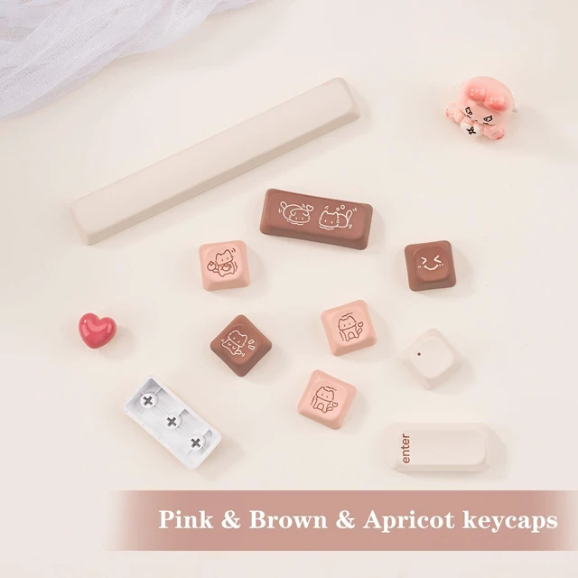 Alt view image 4 of 5 - TICKTYYPE Marshmallow Theme PBT Keycaps, Pink&White Cat Keyboard Keycaps