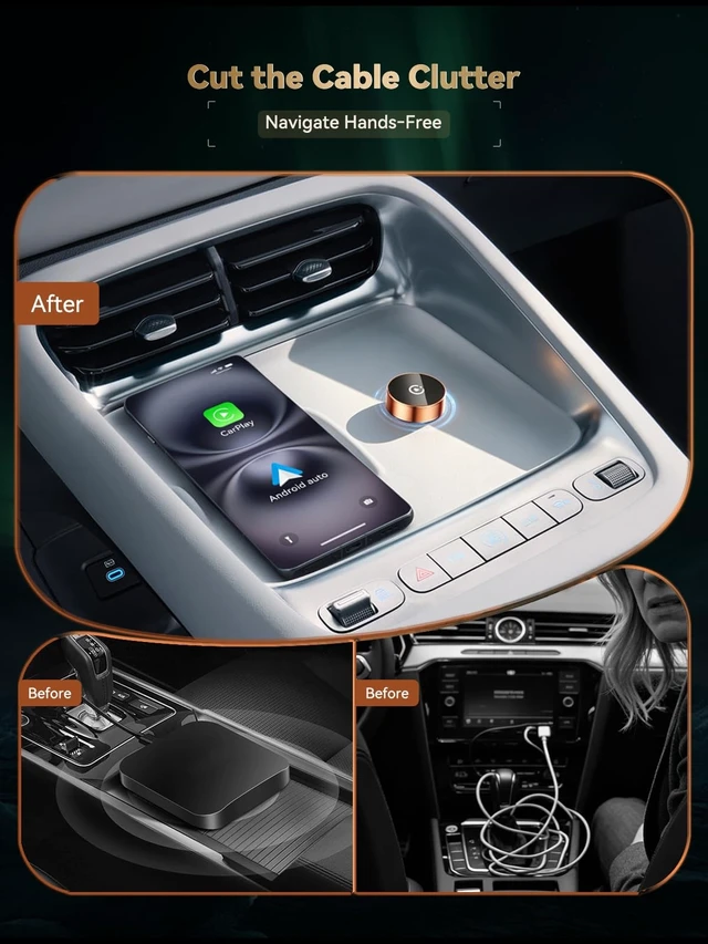 Alt view image 3 of 5 - MagKeep 2026 Wireless CarPlay Adapter & Android Auto Wireless Adapter 2-in-1 Plug & Play Mini Dongle for USB-A/USB-C, Fast Auto Reconnect, Low-Latency Dual-Band WiFi, Aluminum Heat Diss