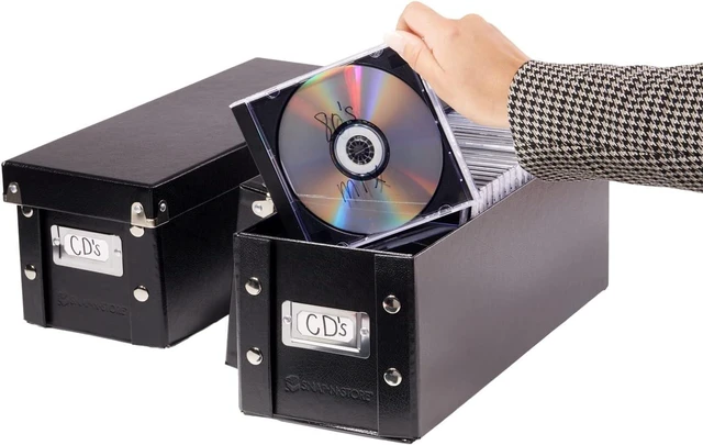 Main image of Snap-N-Store CD Storage Box, 2-Pack, Holds 52 CDs, Snap Assembly, Black